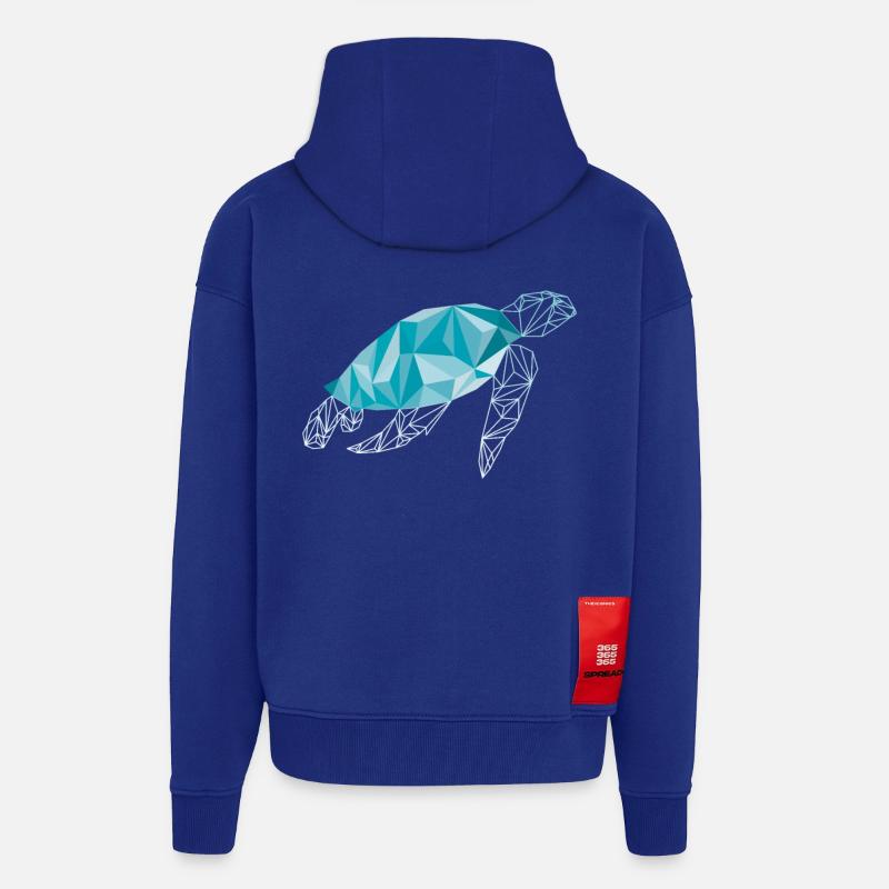Tortue polygone - Veste à capuche bio épaisse oversize fabriqué en UE - Iconic Blue