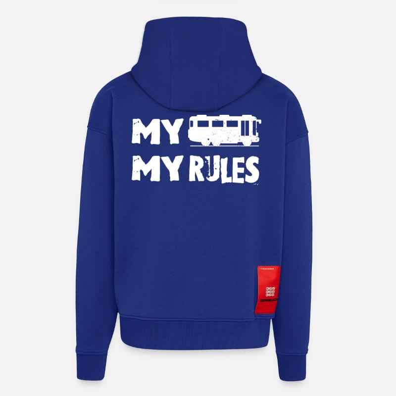 Mon bus, mes règles - Veste à capuche bio épaisse oversize fabriqué en UE - Iconic Blue