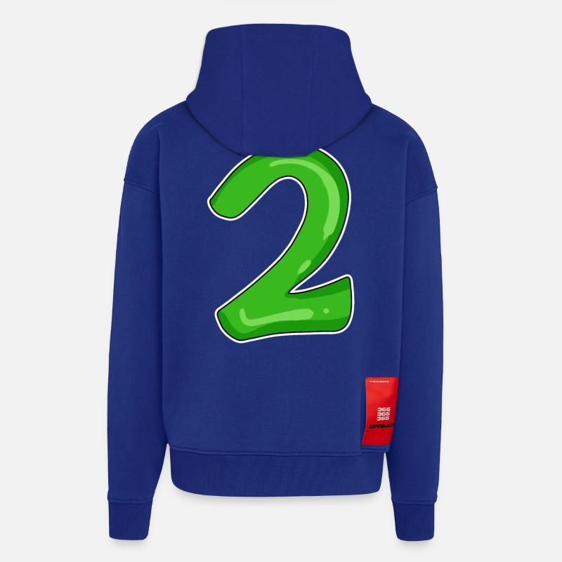 Numéro 2 vert - Veste à capuche bio épaisse oversize fabriqué en UE - Iconic Blue
