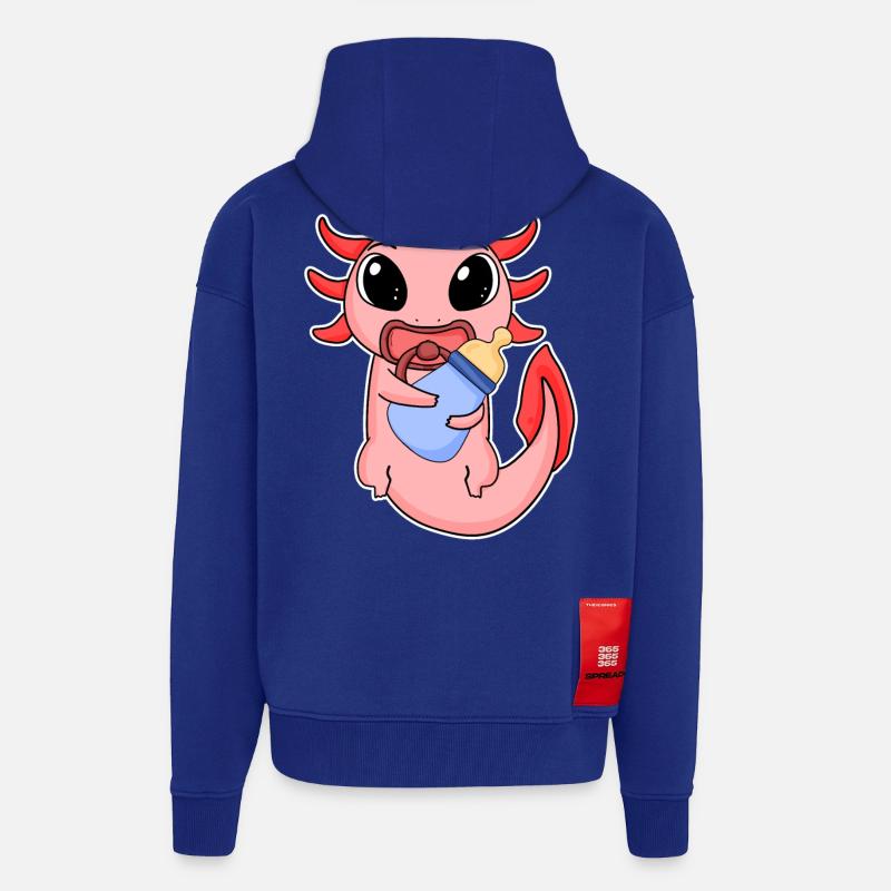 Bébé Axolotl - Veste à capuche bio épaisse oversize fabriqué en UE - Iconic Blue