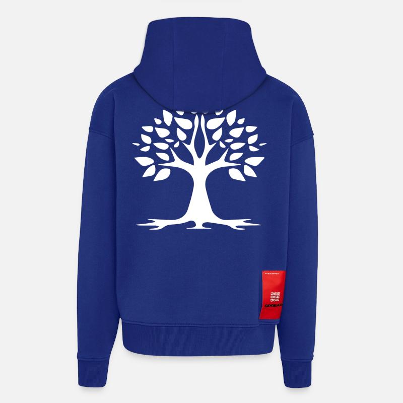 Stylized Tree Simple Tattoo Logo - Veste à capuche bio épaisse oversize fabriqué en UE - Iconic Blue