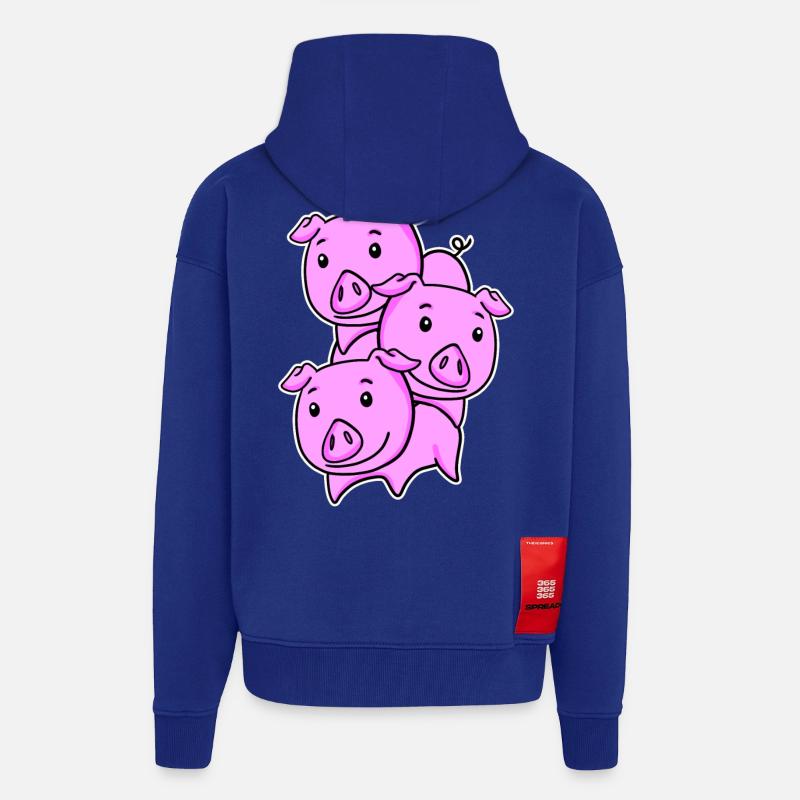 Cochons Cochon Cochon - Veste à capuche bio épaisse oversize fabriqué en UE - Iconic Blue