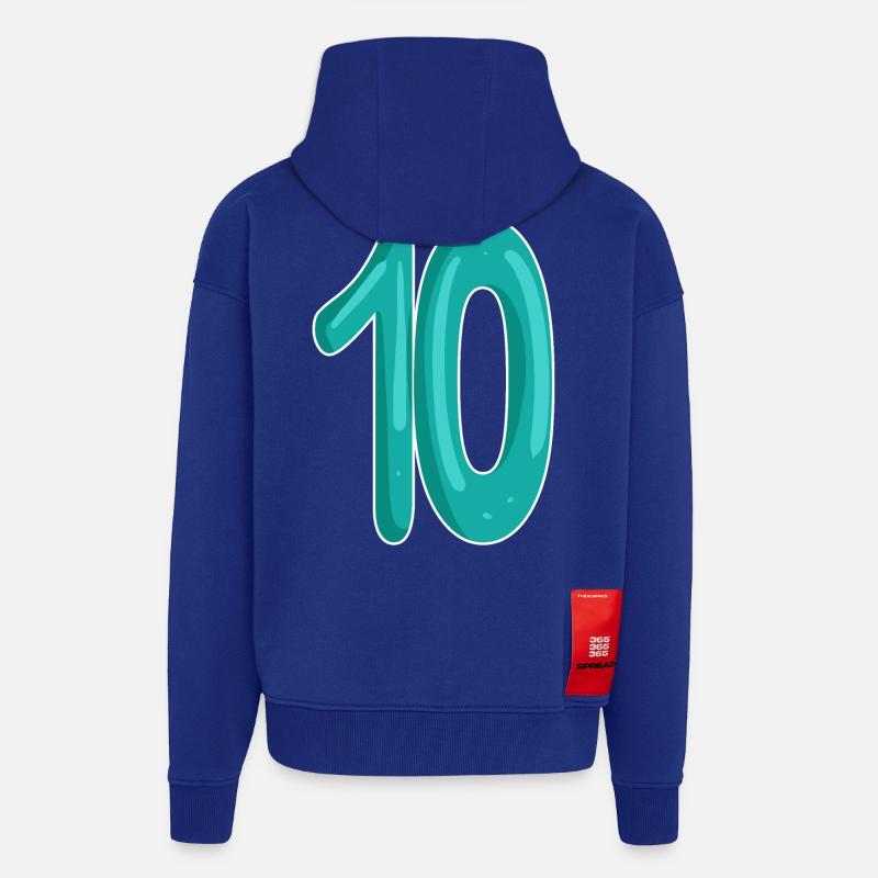 Dix numéros 10 - Veste à capuche bio épaisse oversize fabriqué en UE - Iconic Blue