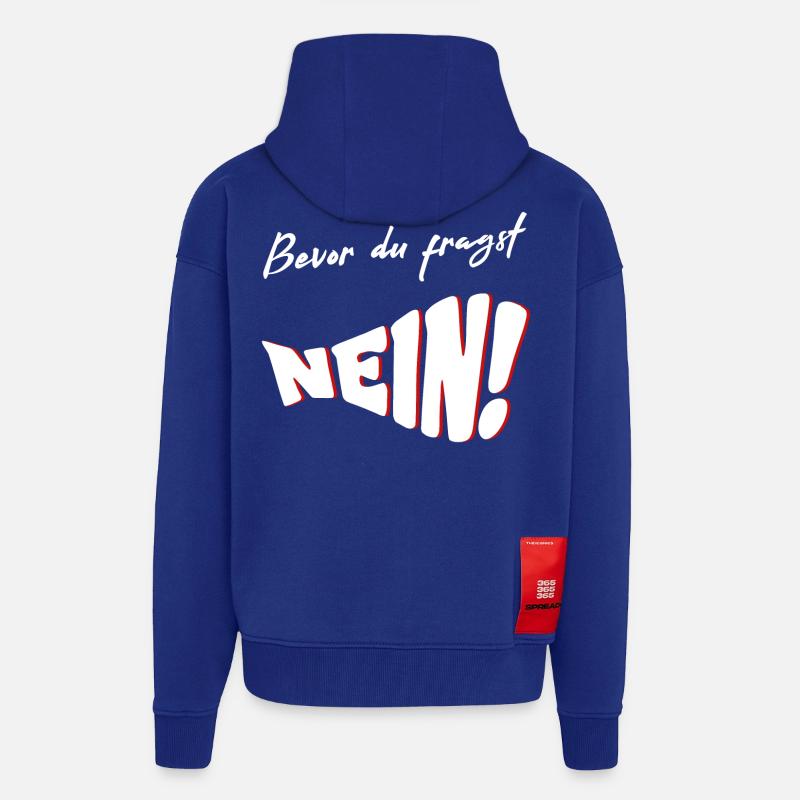 Avant de demander NON - Veste à capuche bio épaisse oversize fabriqué en UE - Iconic Blue