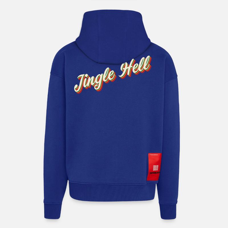 Jingle Hell Conception de Noël - Veste à capuche bio épaisse oversize fabriqué en UE - Iconic Blue