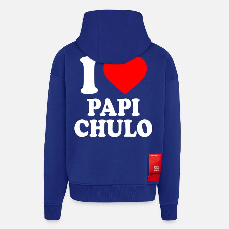 I love papi chulo - Veste à capuche bio épaisse oversize fabriqué en UE - Iconic Blue