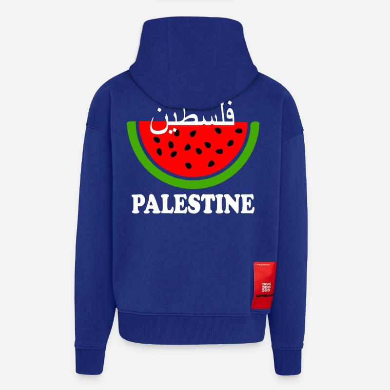 Pastèque de Palestine فلسطين - Veste à capuche bio épaisse oversize fabriqué en UE - Iconic Blue