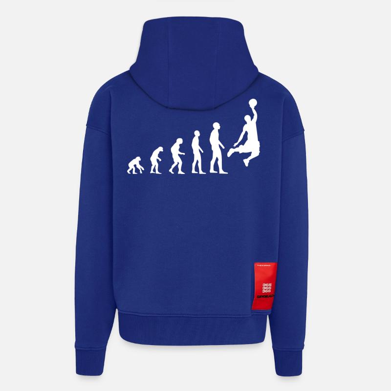 Evolution du basket - Veste à capuche bio épaisse oversize fabriqué en UE - Iconic Blue