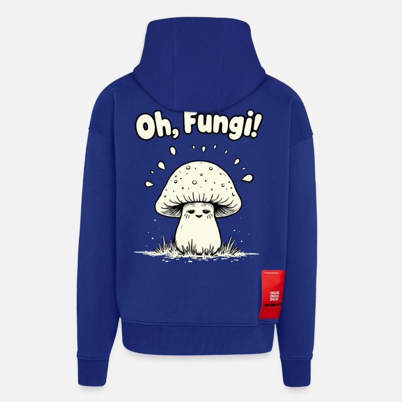 Oh, les champignons ! Champignon drôle - Veste à capuche bio épaisse oversize fabriqué en UE - Iconic Blue