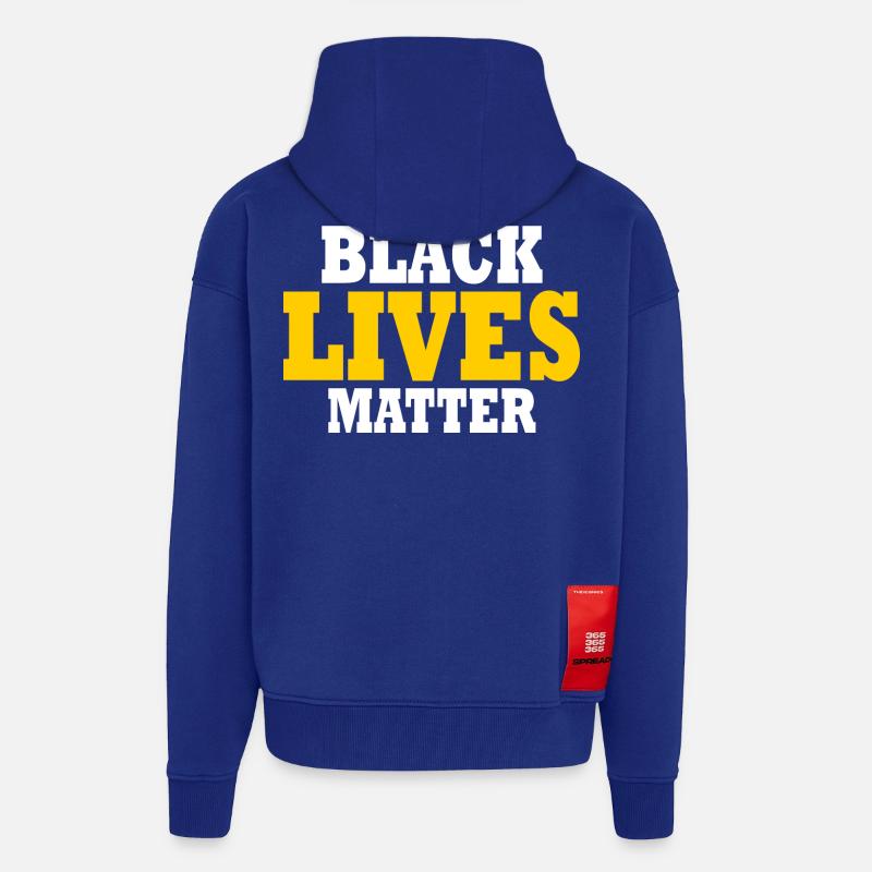 La vie des Noirs compte - Veste à capuche bio épaisse oversize fabriqué en UE - Iconic Blue