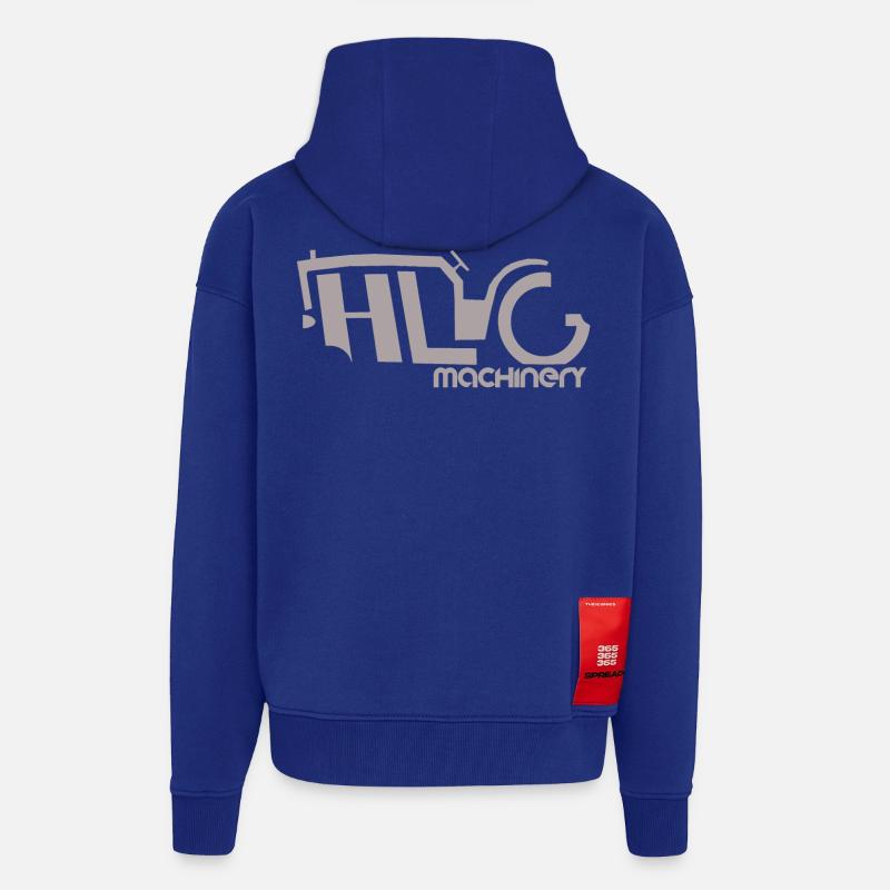 HLG machinery Gris - Veste à capuche bio épaisse oversize fabriqué en UE - Iconic Blue