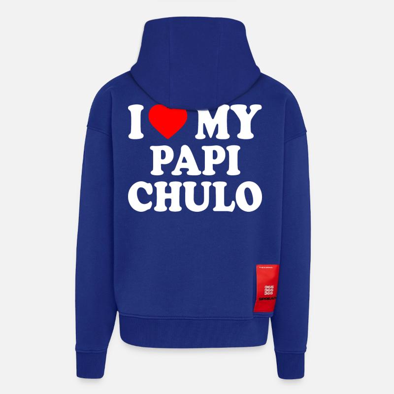 I love my papi chulo - Veste à capuche bio épaisse oversize fabriqué en UE - Iconic Blue