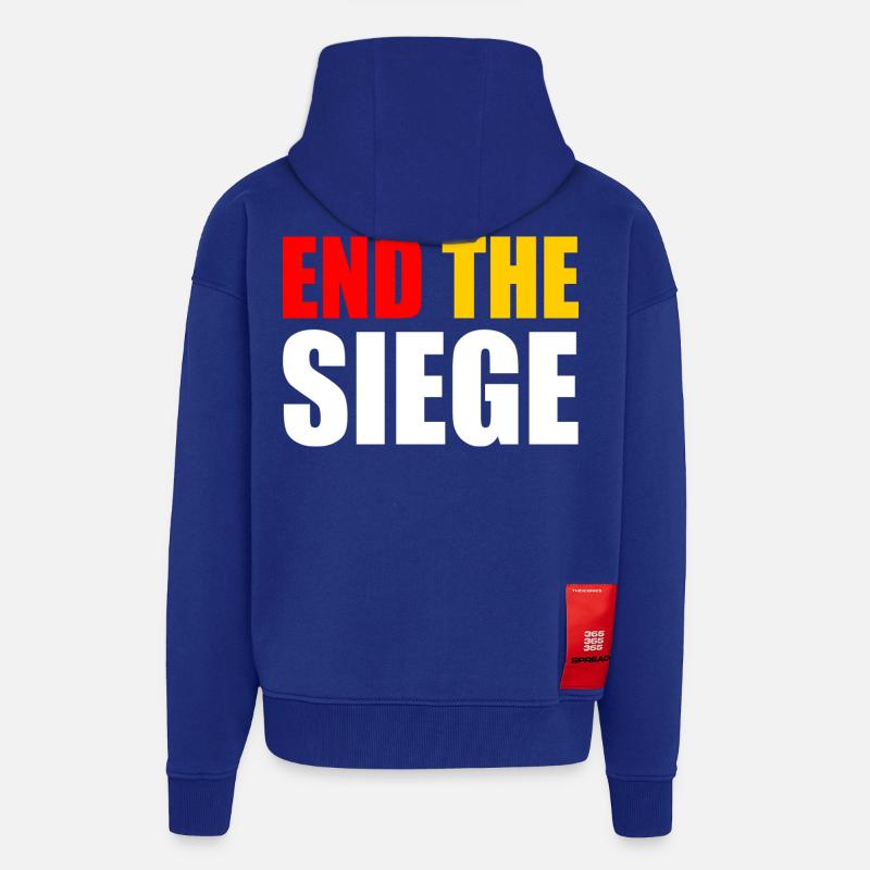 End the siege - Veste à capuche bio épaisse oversize fabriqué en UE - Iconic Blue