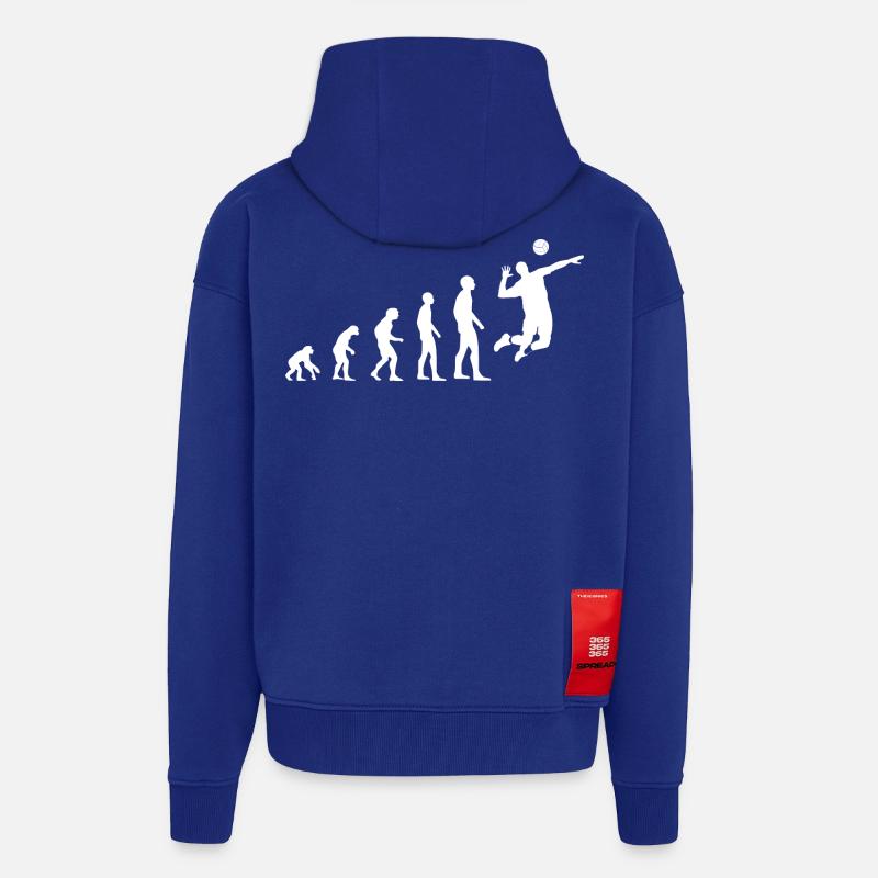 Evolution du volleyball - Veste à capuche bio épaisse oversize fabriqué en UE - Iconic Blue
