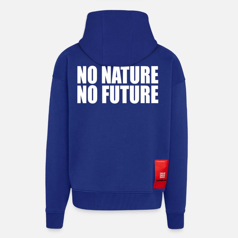No nature no future - Veste à capuche bio épaisse oversize fabriqué en UE - Iconic Blue