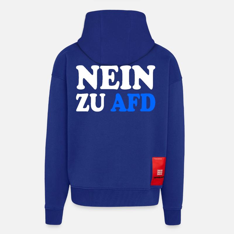 Non à afd - Veste à capuche bio épaisse oversize fabriqué en UE - Iconic Blue