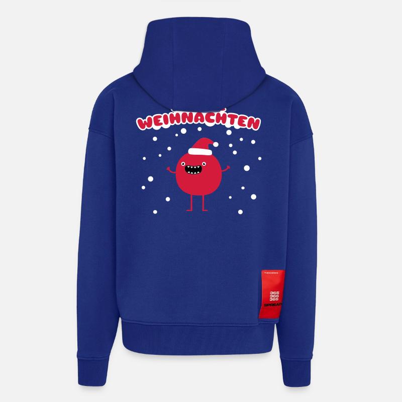 Drôle de Noël - Joyeux Noël - Veste à capuche bio épaisse oversize fabriqué en UE - Iconic Blue