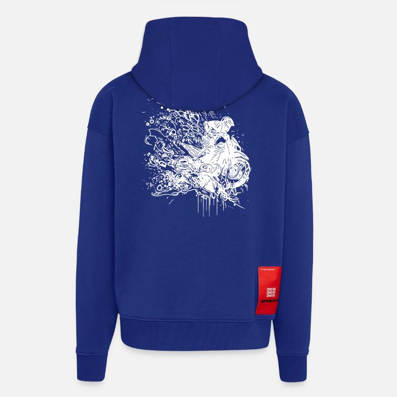 Style Racing Moto Splash - Veste à capuche bio épaisse oversize fabriqué en UE - Iconic Blue