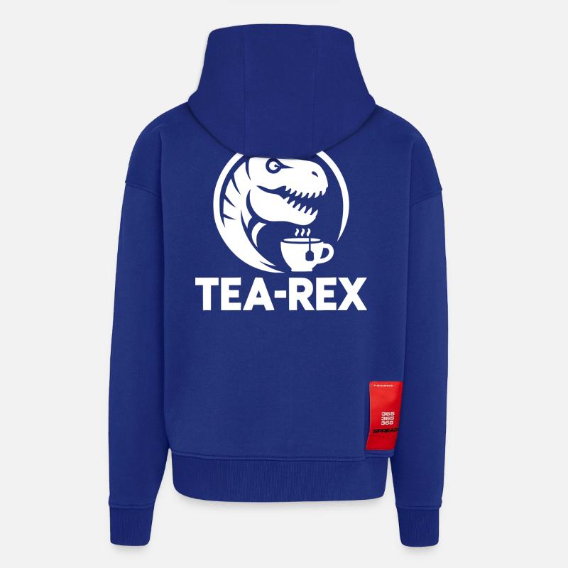 Humour de bureau d’animal Logo Tea-Rex drôle - Veste à capuche bio épaisse oversize fabriqué en UE - Iconic Blue
