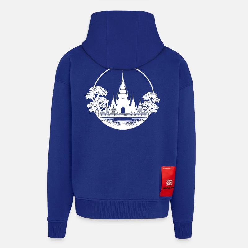Thaïlande Exotic Dream Temple - Veste à capuche bio épaisse oversize fabriqué en UE - Iconic Blue