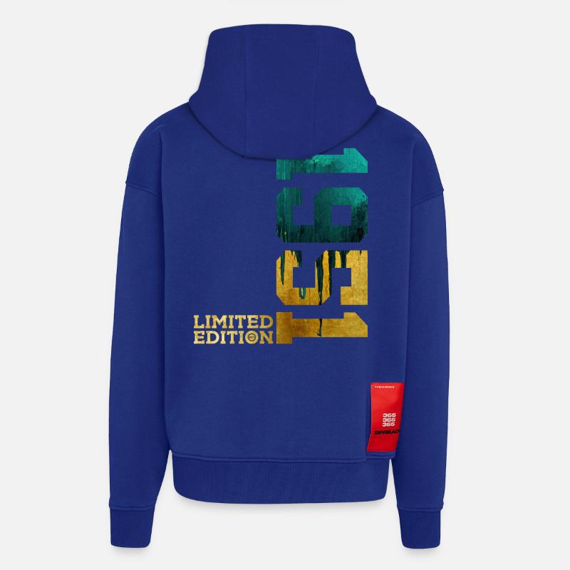 75E ANNIVERSAIRE ÉDITION LIMITÉE 1951 - Veste à capuche bio épaisse oversize fabriqué en UE - Iconic Blue