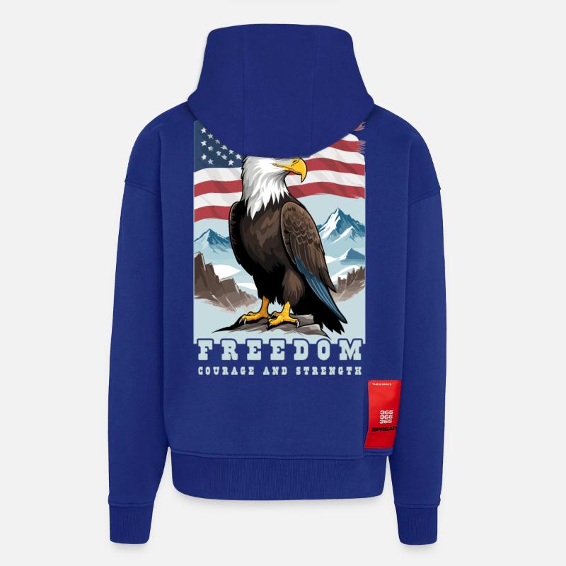 Pygargue à tête blanche - Veste à capuche bio épaisse oversize fabriqué en UE - Iconic Blue