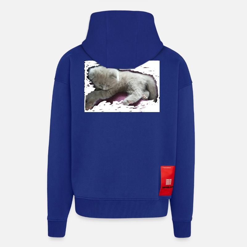 chat - Veste à capuche bio épaisse oversize fabriqué en UE - Iconic Blue