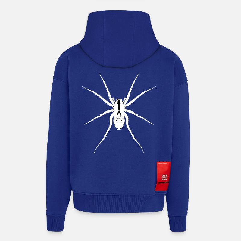 Araignée loup blanc - Veste à capuche bio épaisse oversize fabriqué en UE - Iconic Blue