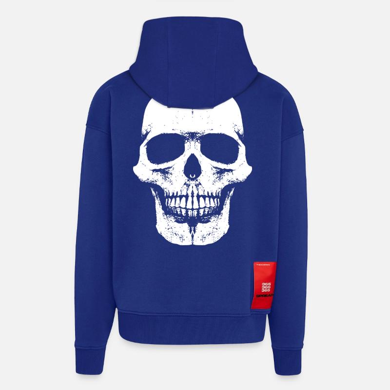 Skull Head Fun - 666 - Schädel - Veste à capuche bio épaisse oversize fabriqué en UE - Iconic Blue