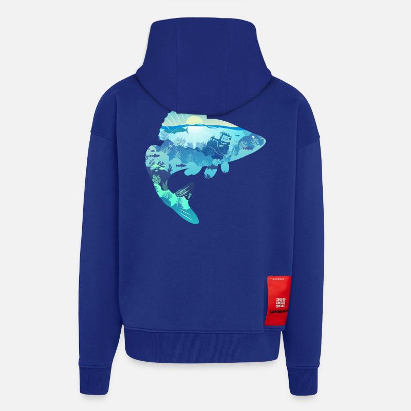 Basse perche - Veste à capuche bio épaisse oversize fabriqué en UE - Iconic Blue