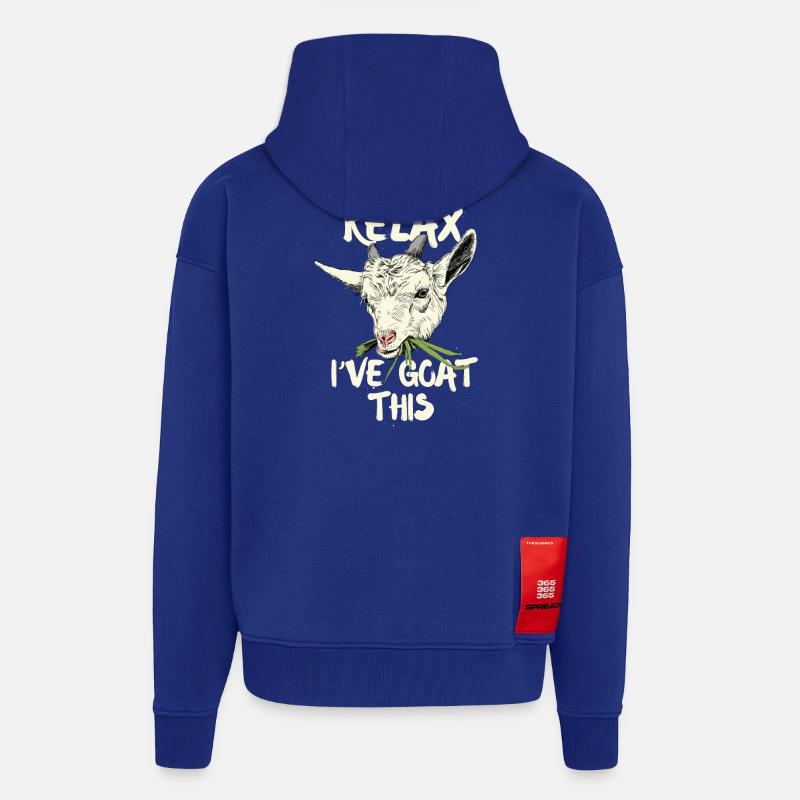 Relax i’ve goat this - Veste à capuche bio épaisse oversize fabriqué en UE - Iconic Blue