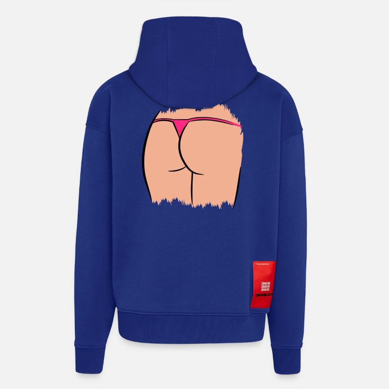 Femme cul drôle avec string - Veste à capuche bio épaisse oversize fabriqué en UE - Iconic Blue
