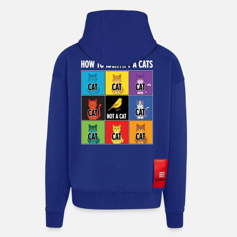 Guide d’identification des chats - Veste à capuche bio épaisse oversize fabriqué en UE - Iconic Blue