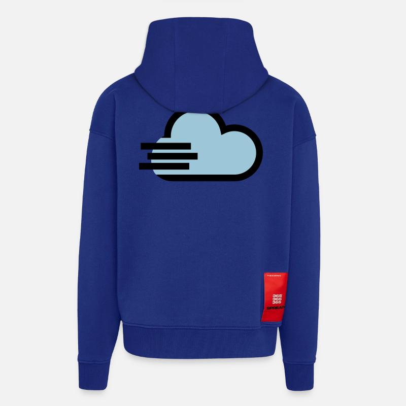 Icône de temps venteux - Veste à capuche bio épaisse oversize fabriqué en UE - Iconic Blue