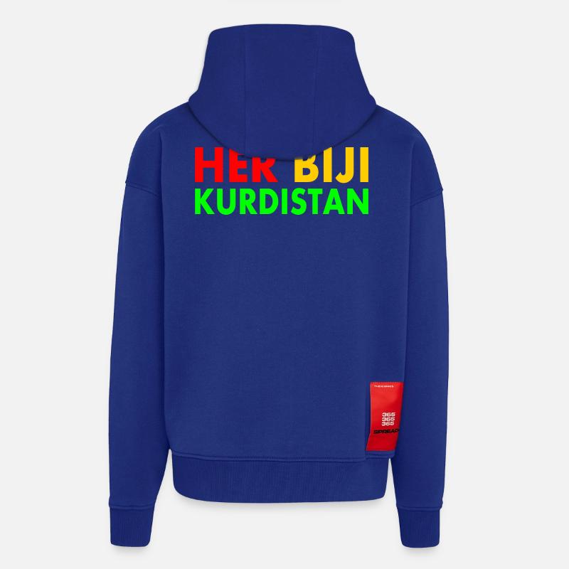 Her biji Kurdistan - Veste à capuche bio épaisse oversize fabriqué en UE - Iconic Blue