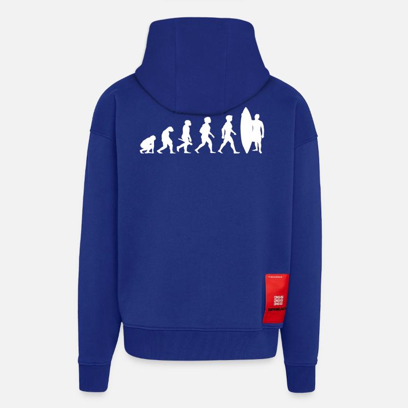 Evolution Surf Surfers surf surf - Veste à capuche bio épaisse oversize fabriqué en UE - Iconic Blue