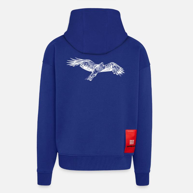 Faucon volant élégant - Veste à capuche bio épaisse oversize fabriqué en UE - Iconic Blue