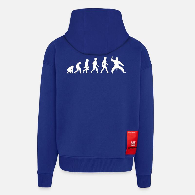 Evolution Karaté Arts Martiaux - Veste à capuche bio épaisse oversize fabriqué en UE - Iconic Blue