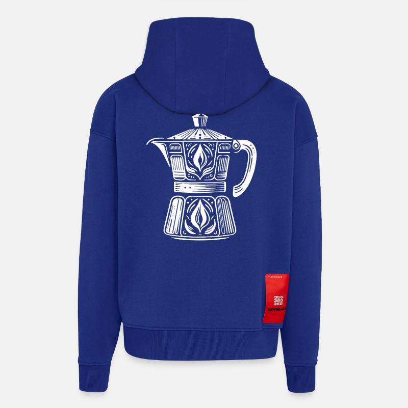 Cafetière - Veste à capuche bio épaisse oversize fabriqué en UE - Iconic Blue
