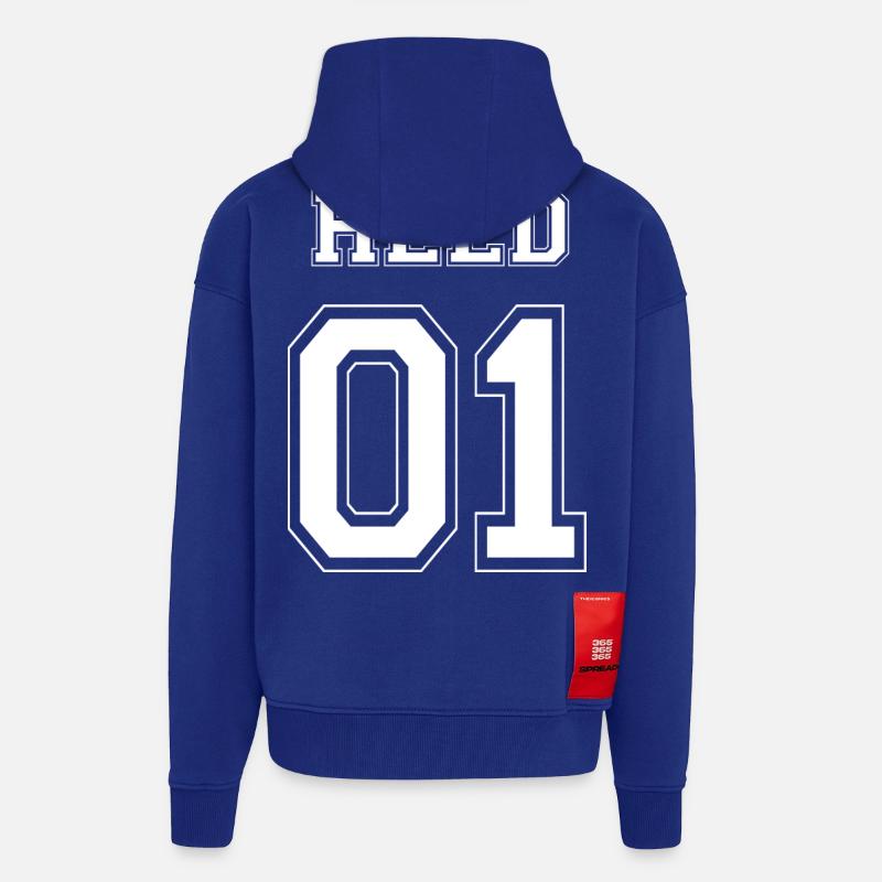 HELD 01 - édition blanche - Veste à capuche bio épaisse oversize fabriqué en UE - Iconic Blue