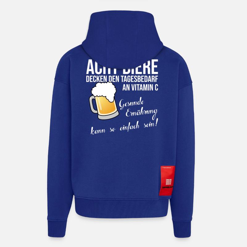 Huit bières Vitamine C - Veste à capuche bio épaisse oversize fabriqué en UE - Iconic Blue