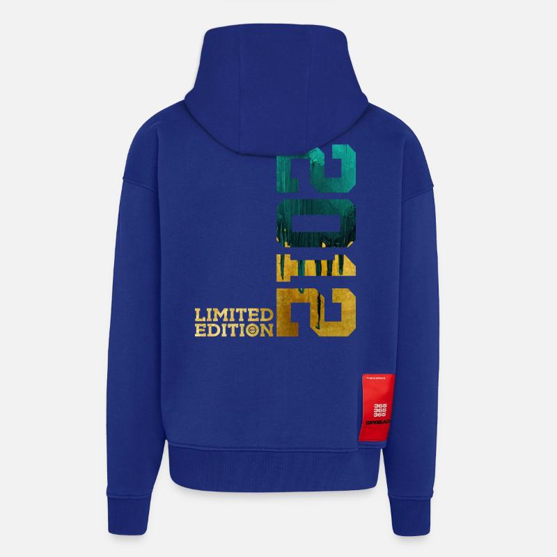 14E ANNIVERSAIRE ÉDITION LIMITÉE 2012 - Veste à capuche bio épaisse oversize fabriqué en UE - Iconic Blue