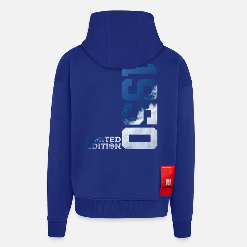 ÉDITION LIMITÉE 76E ANNIVERSAIRE 1950 - Veste à capuche bio épaisse oversize fabriqué en UE - Iconic Blue