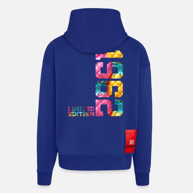 64E ANNIVERSAIRE ÉDITION LIMITÉE 1962 - Veste à capuche bio épaisse oversize fabriqué en UE - Iconic Blue