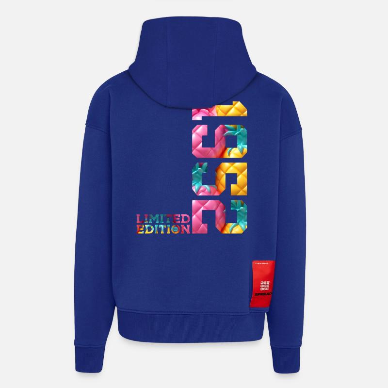 74E ANNIVERSAIRE ÉDITION LIMITÉE 1952 - Veste à capuche bio épaisse oversize fabriqué en UE - Iconic Blue