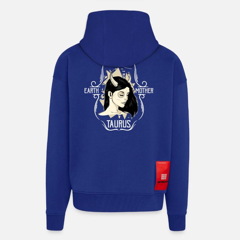 Taureau - signe astrologique - déesse - Veste à capuche bio épaisse oversize fabriqué en UE - Iconic Blue