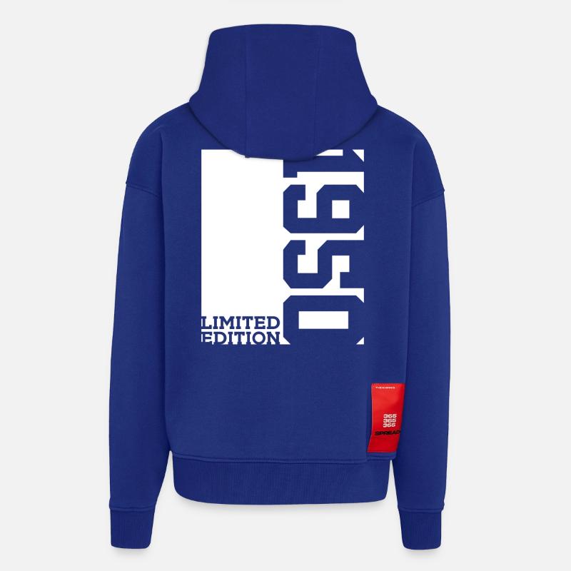 76E ANNIVERSAIRE ÉDITION LIMITÉE 1950 - Veste à capuche bio épaisse oversize fabriqué en UE - Iconic Blue