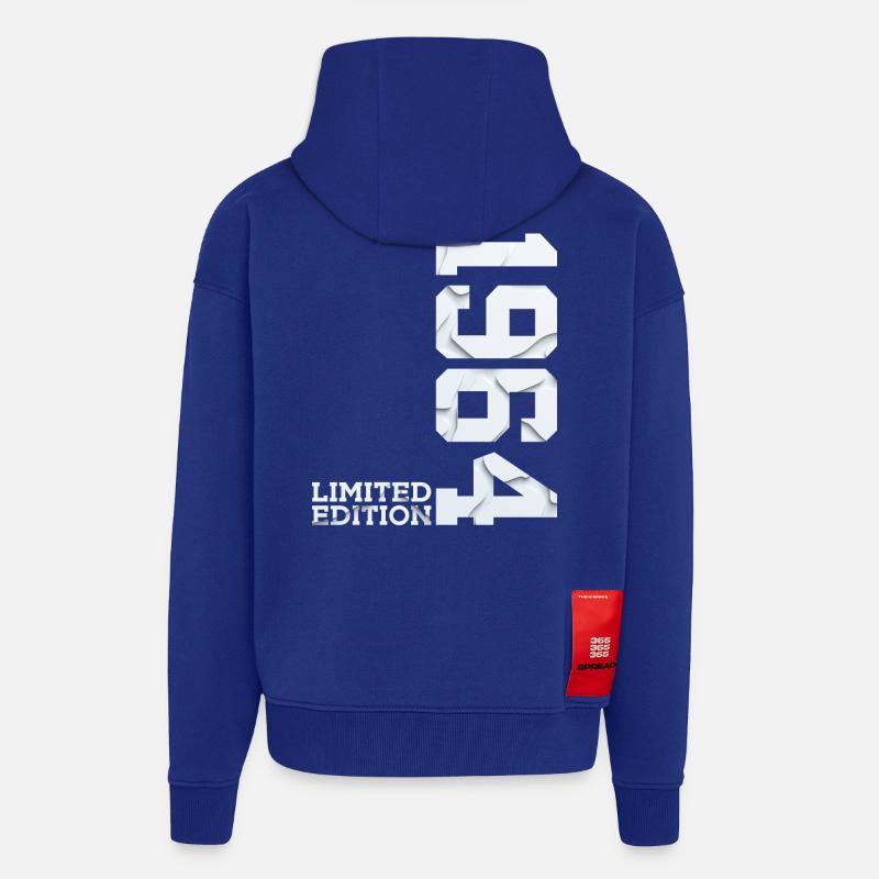 62E ANNIVERSAIRE ÉDITION LIMITÉE 1964 - Veste à capuche bio épaisse oversize fabriqué en UE - Iconic Blue