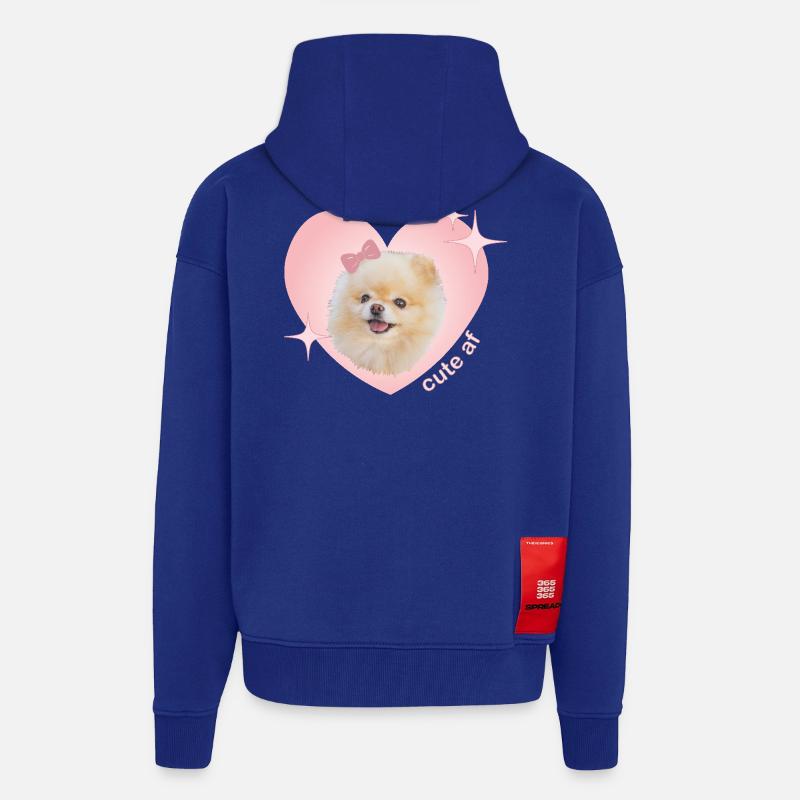 Mignon AF Poméranien - Veste à capuche bio épaisse oversize fabriqué en UE - Iconic Blue