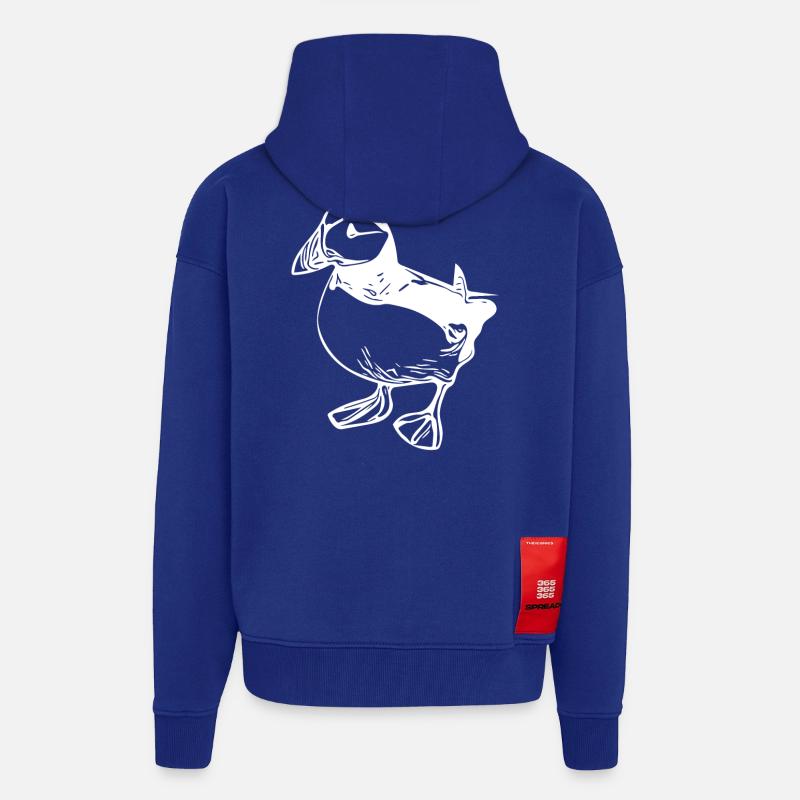 Macareux millésimés - Veste à capuche bio épaisse oversize fabriqué en UE - Iconic Blue
